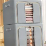 접이식 이불 보관함 부직포 의류 정리함 와이어 대용량 지퍼형 수납 침구류 다용도 수납용 넉넉한 프레임