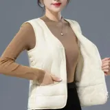 브이넥 패딩 조끼 여성 겨울 융기모 경량