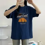 여성 빅사이즈 캐쥬얼 오버핏 WESTCOAST 롱 반팔 티셔츠