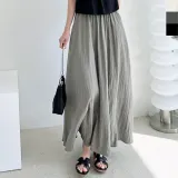 KYI 80916 주름플레어 맥시롱스커트
