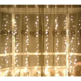 300구 투명선 LED 커튼 웜색 지니전구 2mx2m