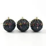 다크블루 글리터 장식볼 3p(8cm) (보석큐빅)