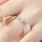 [비쥬홀릭] 실버925 백금도금 리본 큐빅 오픈링 반지
