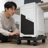 PC본체 받침대 이동식 데스크탑 하부 거치대 사무실 책상 하단 수납 사무용 가구