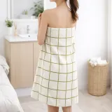 뽀송데이 30수 코튼 바스타월 70x140cm 체크 화이트