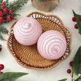 핑크블라썸 패브릭 장식볼 2P(10cm) (화이트&핑크)