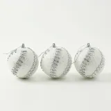 실버화이트 글리터 장식볼 3p(8cm) (크라운회오리)