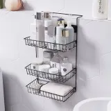 냉장고걸이 3단 스틸 수납선반(블랙) 냉장고거치대