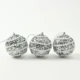 로열실버 글리터 장식볼 3p(8cm) (블링진주)
