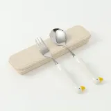 심쿵오리 휴대용 숟가락 포크 세트 도시락수저 옐로