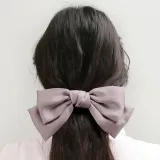 [엔젤슈슈] 실크 왕리본 자동 헤어핀(퍼플) 똑딱핀