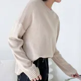 여자 모노 긴팔니트 워셔블 조직감 티셔츠