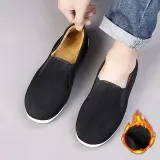 남성 겨울 털안감 기모 캔버스 방한 슬립온 단화