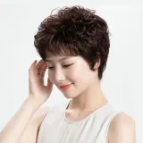 인모 탑커버 웨이브 정수리가발(다크브라운)