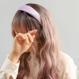 [엔젤슈슈] 새틴 펄 볼륨 헤어밴드 연보라 머리띠