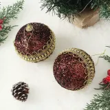 초코브라운 글리터 장식볼 2p(10cm) (럭셔리라인)