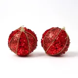 루비레드 글리터 장식볼 2p(10cm) (세로스팽글)