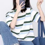 스트라이프 오버핏 반팔 여름 티셔츠 여성면티 라운드티