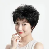 인모 탑커버 웨이브 정수리가발(블랙)