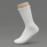 러블리 프릴 골지 양말 화이트 여성 학생 데일리 삭스