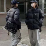 여성 숏패딩 블랙 점퍼 무지 기본 스타일 검정 아우터