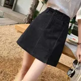 코듀로이 A라인 절개 스커트