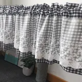 로맨틱 레이스 체크 바란스 커튼(106x45cm) (블랙)/재입고