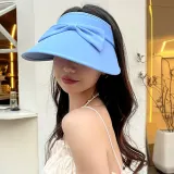 모던걸 리본 돌돌이 썬캡 비치 휴양지 여름모자 블루