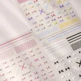 네일스티커 리본 진주 체크패턴 셀프네일아트