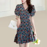 플라워 미니 원피스 셔링 꽃무늬 여름 휴가룩 짧은 치마