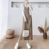 슬림 골지 민소매 롱 원피스 여름 나시원피스 L 카멜