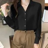 브이넥 셔츠 여성 카라 블라우스 상의