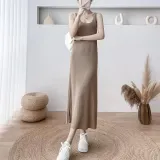 슬림 골지 민소매 롱 원피스 스퀘어넥 나시원피스