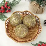 로열골드 글리터 장식볼 3p(8cm) (글리터눈결정)