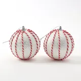 루비레드 패브릭 장식볼 2P(10cm) (세로스티치)