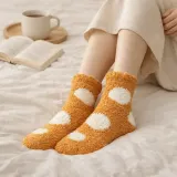 땡땡이 보온 수면양말 포근한 귀여운 (오렌지)