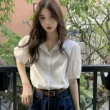 셔츠 블라우스 퍼프 카라 하객룩 여성 상의 오피스룩