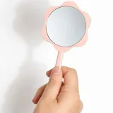 작은 손잡이 여행 손거울 휴대용 핑크 거울 핸드미러 미니손거울 여행용거울 원형손거울 휴대거울