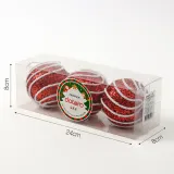 루비레드 글리터 장식볼 3p(8cm) (화이트회오리)