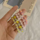 파스텔 반투명 비즈 구슬 꽃 삐삐 팔찌