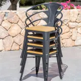 아웃도어 정원 티타임 4인용 사각테이블 의자 세트C-70CM