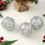 로열실버 글리터 장식볼 3p(8cm) (진주드롭)