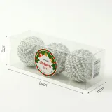 로열실버 글리터 장식볼 3p(8cm) (진주가로라인)