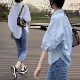 LND(당일출고) 언발 루즈핏 반팔 셔츠 여름 여성 블라우스 남방
