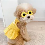 플라워 드레스 강아지 고양이 옷 애견옷 옐로우 S