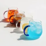 손잡이컵 컬러핸들 머그컵 카페 유리잔 집들이선물 350ml 내열유리컵 얼음컵 글라스웨어
