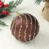 초코브라운 글리터 장식볼 2p(10cm) (스팽글회오리)