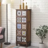 5칸 엔틱 인테리어 수납장 (43cm) (브라운)
