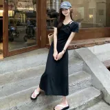 트임 셔링 슬림 원피스 캐주얼 휴가룩 면원피스 반팔 시원한