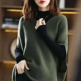 브이넥 니트조끼 언발 판초 롱 베스트